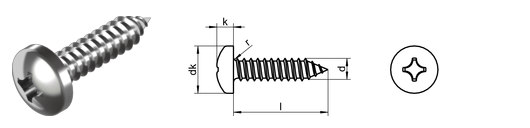Skruv RF Kullrig, 3,5 x 19 mm