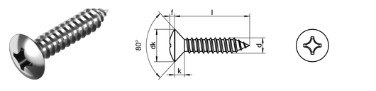 Skruv RF Kullerförsänkt, 4,2 x 25 mm