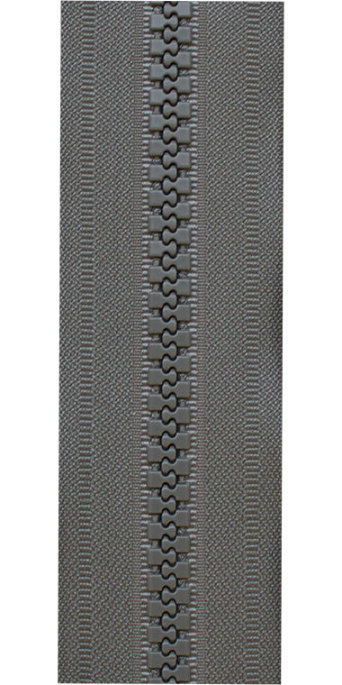 Taggblixtlås 10mm Löpmeter Grå