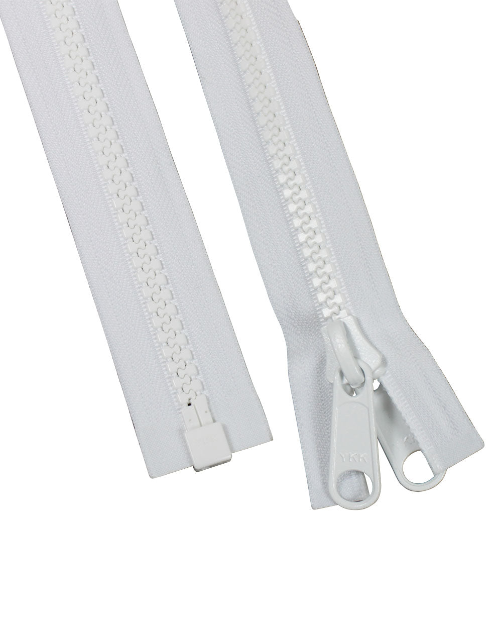 Taggblixtlås 250 cm, dubbel, smal, Vit