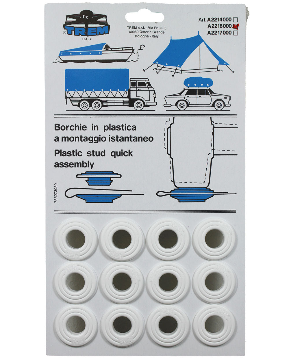 Öljett i plast Vit, trycks ihop.