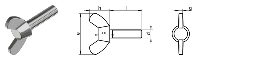 Vingskruv M6 10mm RF